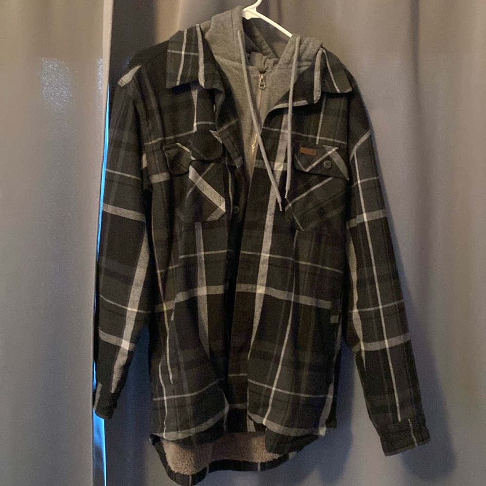 Men's layered Flannel zip up